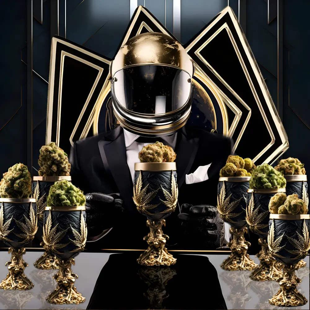 astronaut with sampler cups