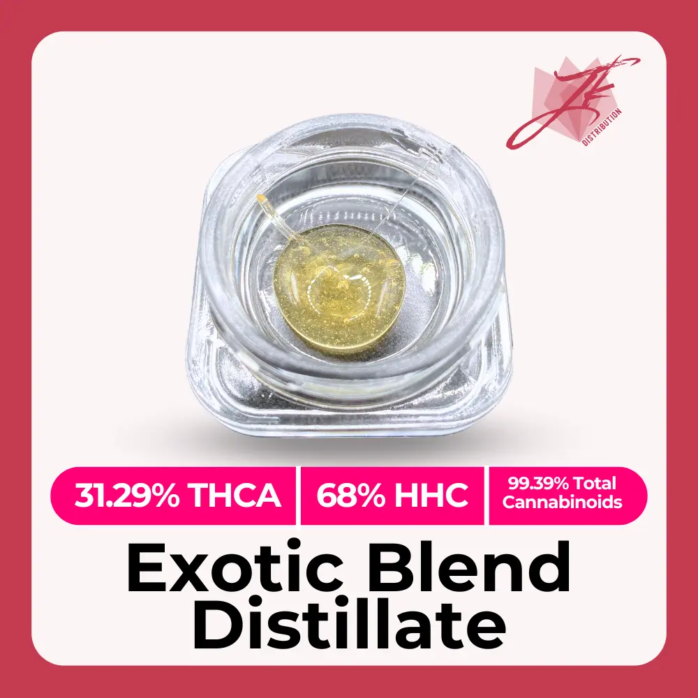 exotic blend distillate in glass container